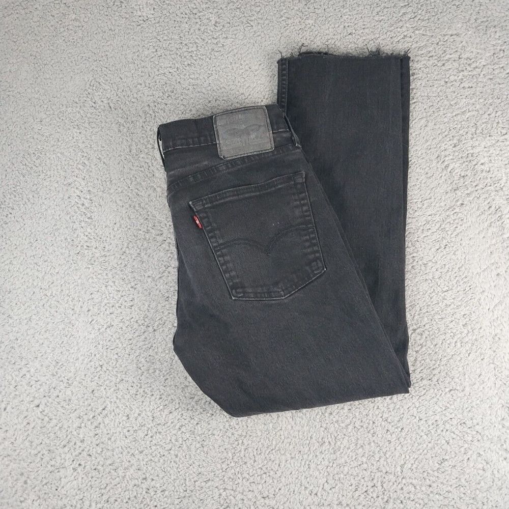 Levis 514 Jeans Mens‎ 31x32 (Fit 32x27) Straight Black Denim Hems Cut Off